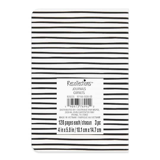 4" x 6" Black & White Print Lined Softcover Journals, 3ct. by Recollections™